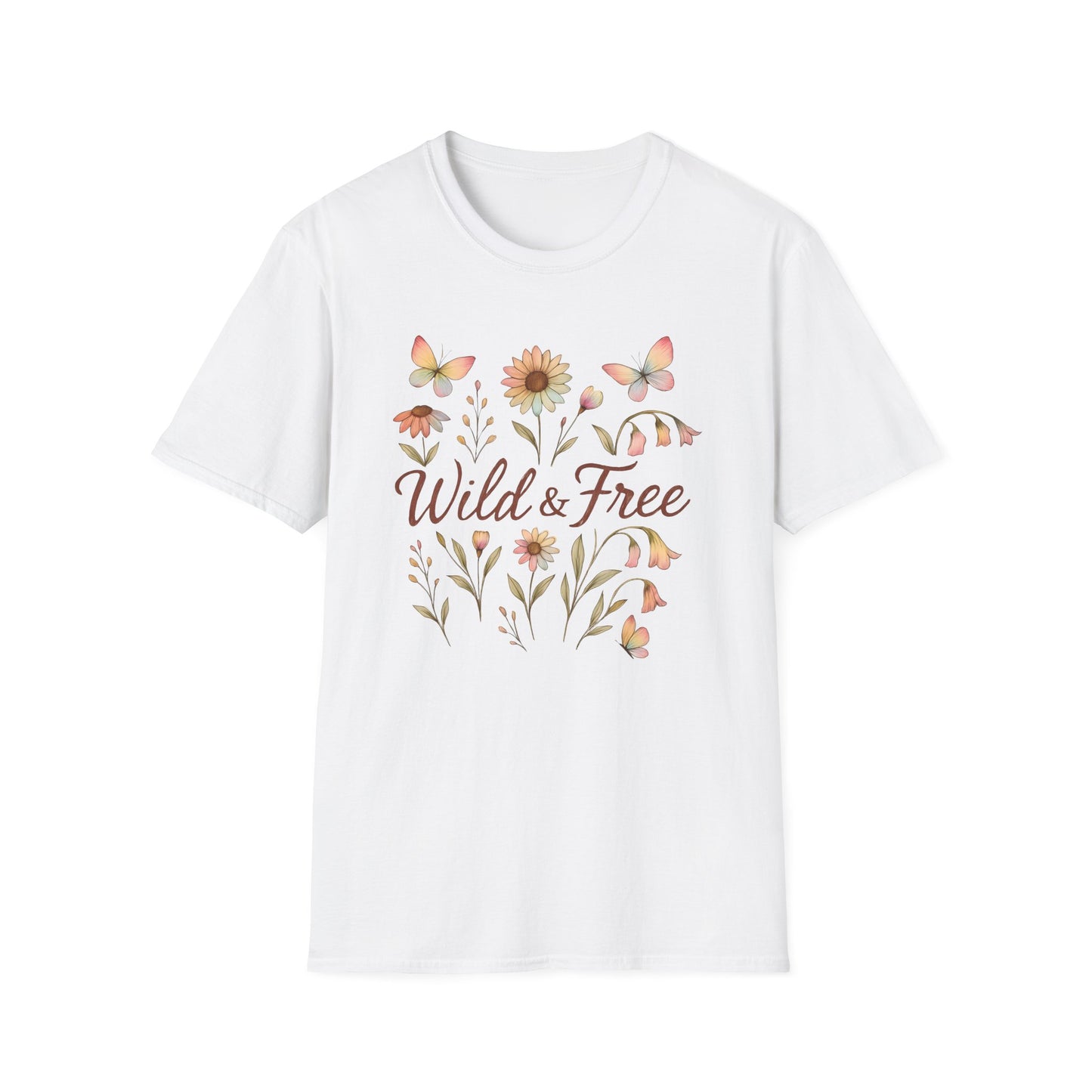 Butterflies And Wildflowers Wild And Free T-Shirt