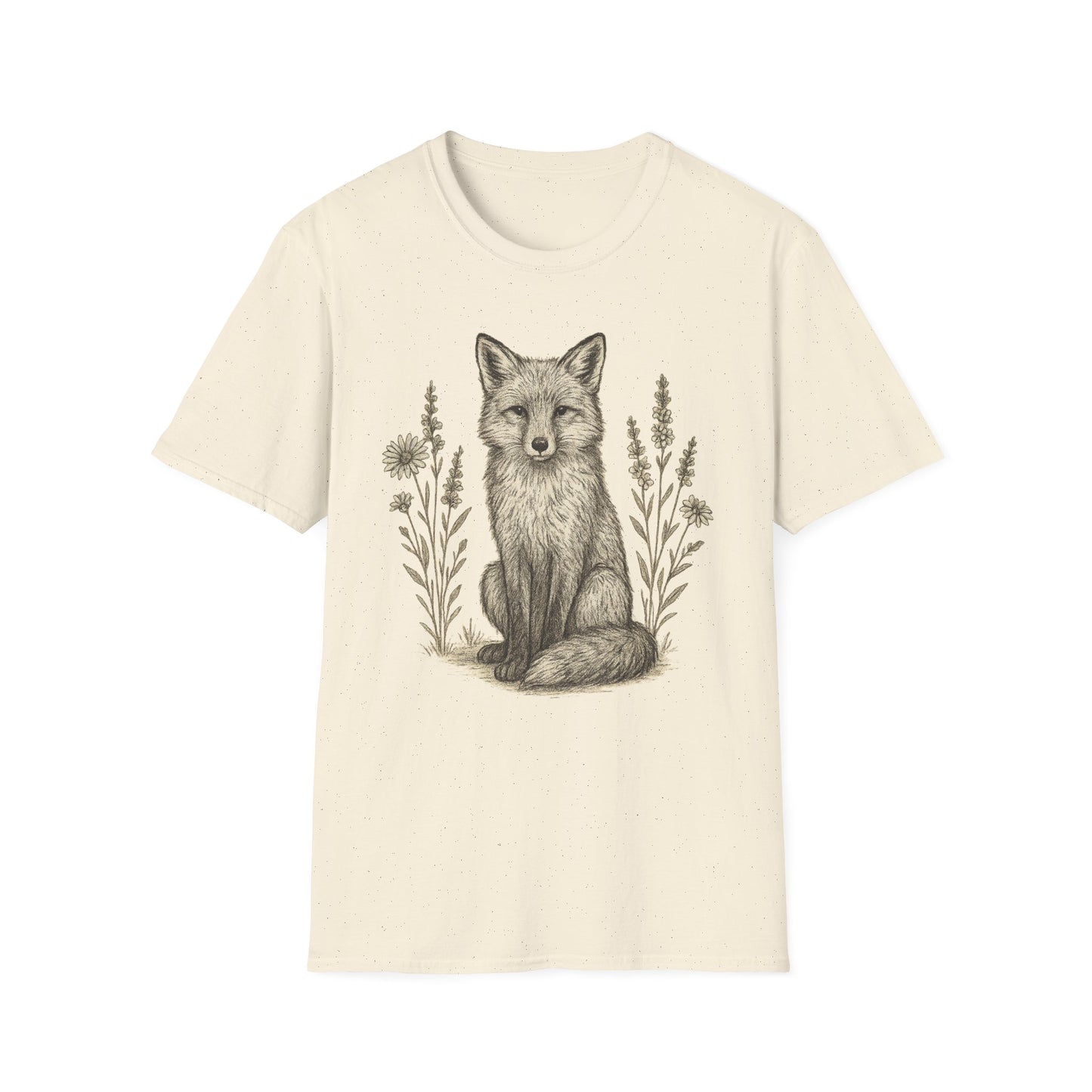 Fox And Wildflowers Sketch T-Shirt