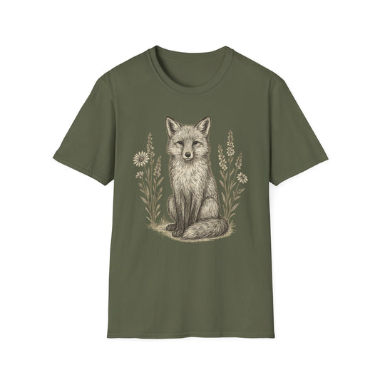 Fox And Wildflowers Sketch T-Shirt
