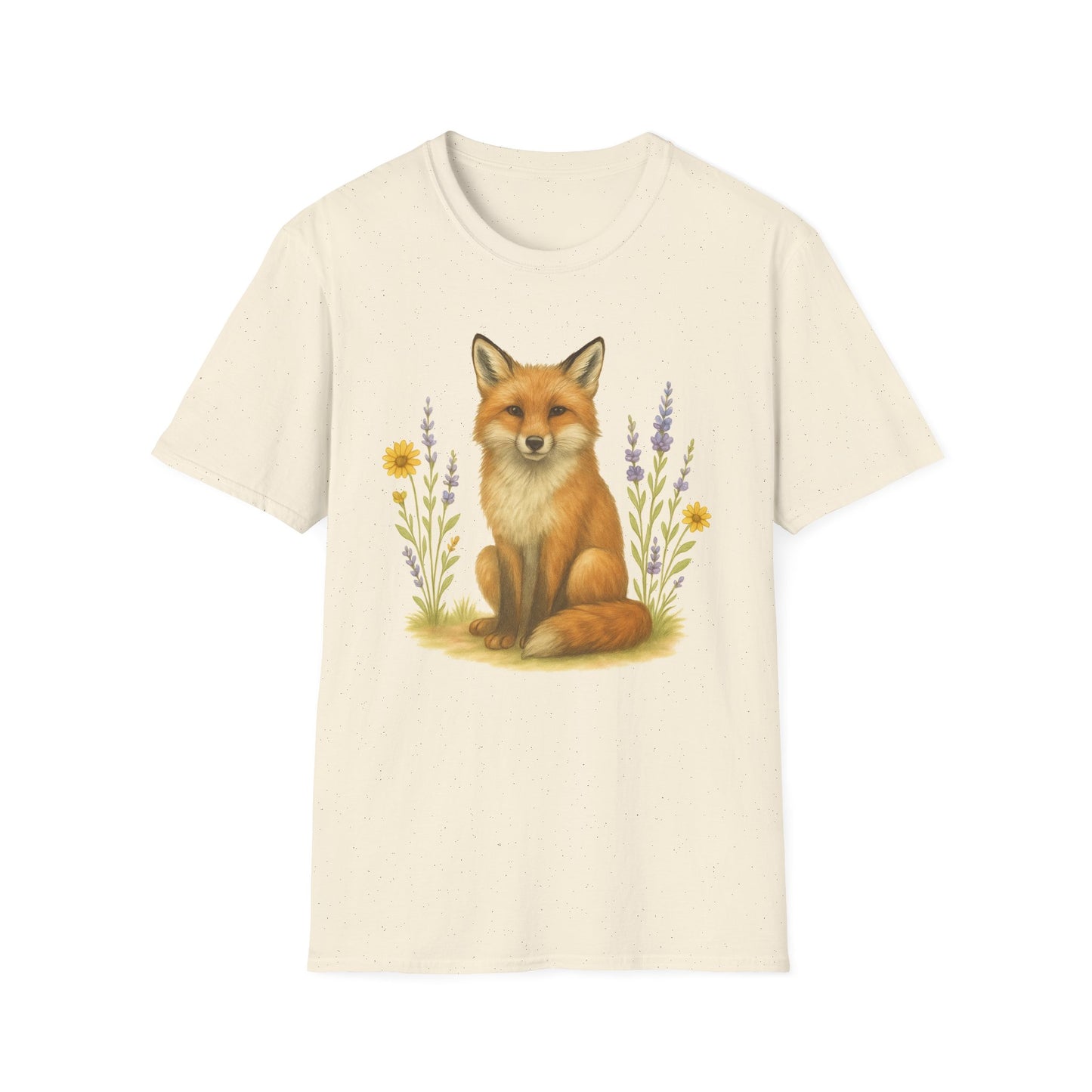 Fox And Wildflowers Soft Wash Of Color T-Shirt