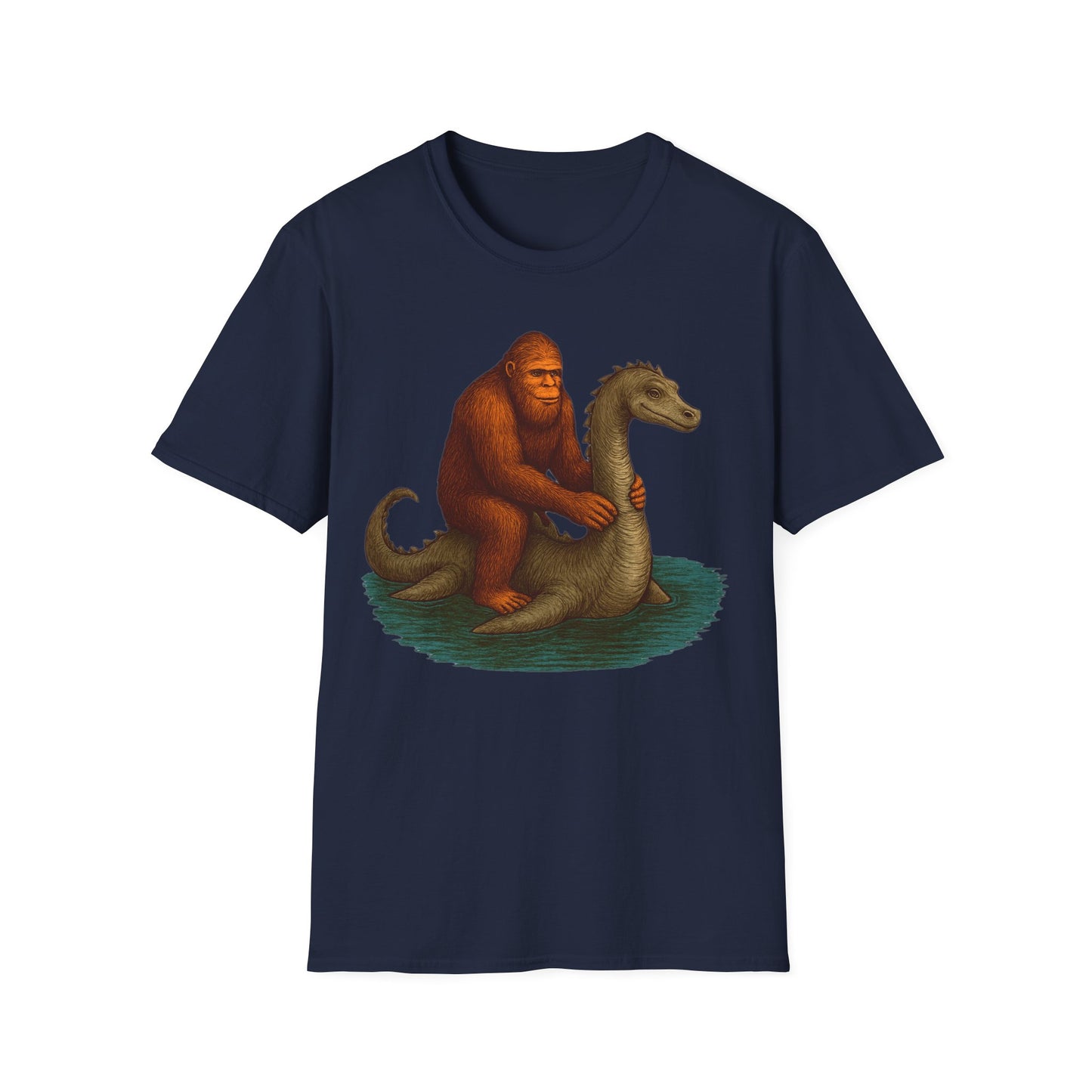 Bigfoot On Lochness Monster T-Shirt