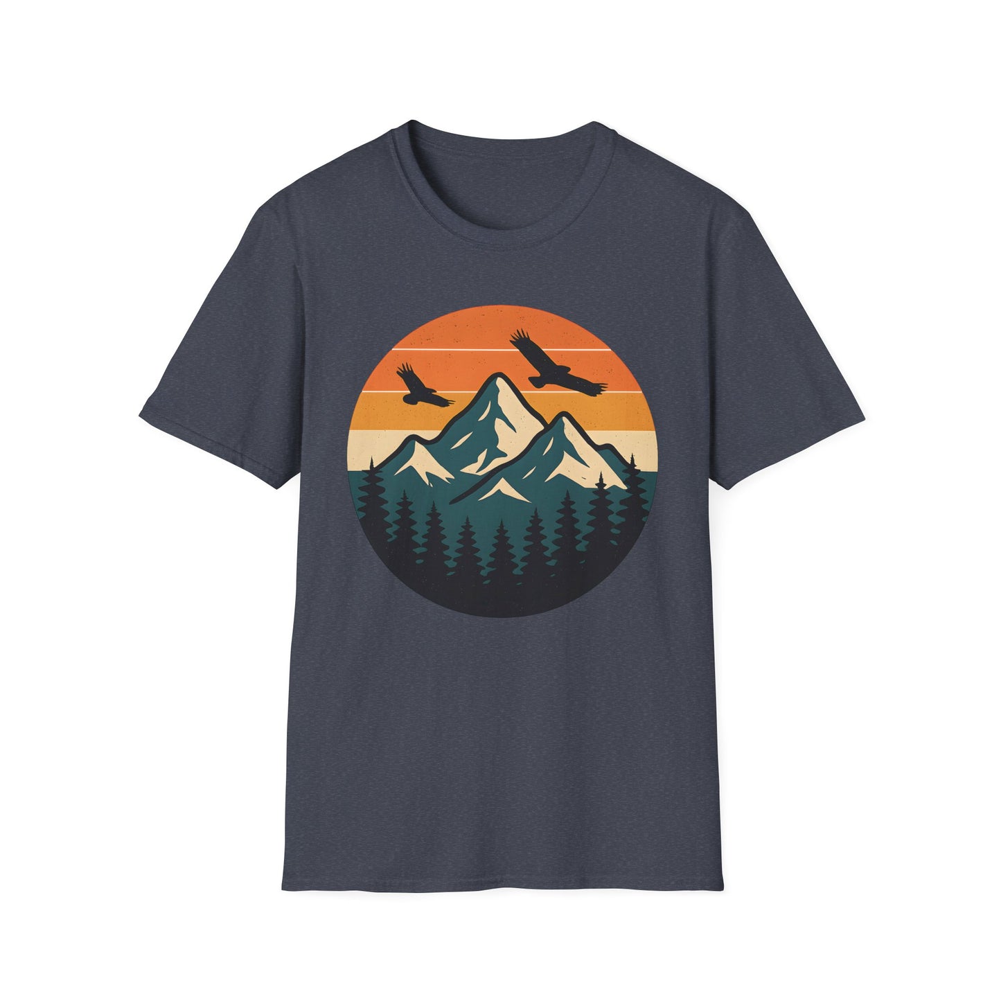 Vintage Mountain Sunset With Eagles T-Shirt