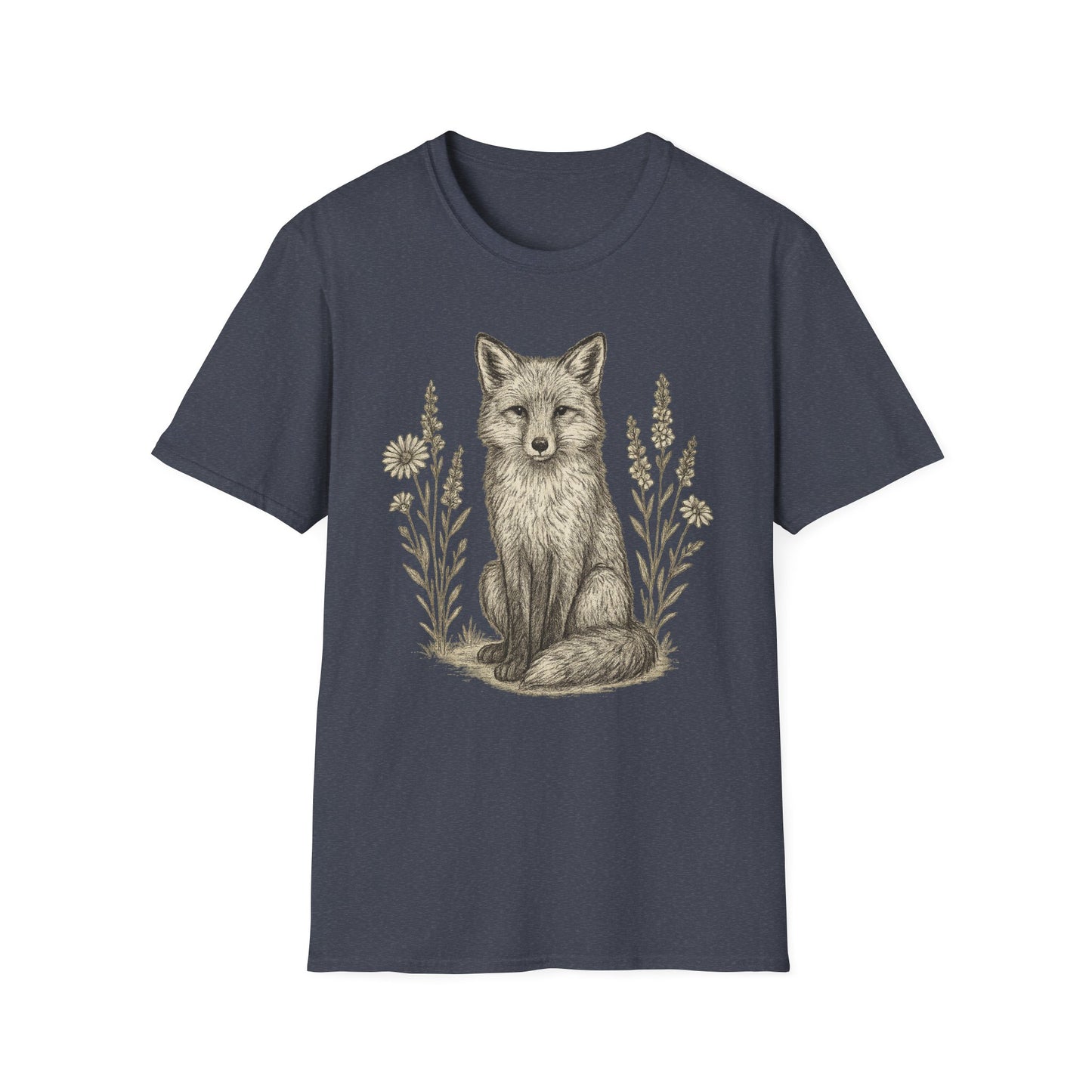 Fox And Wildflowers Sketch T-Shirt