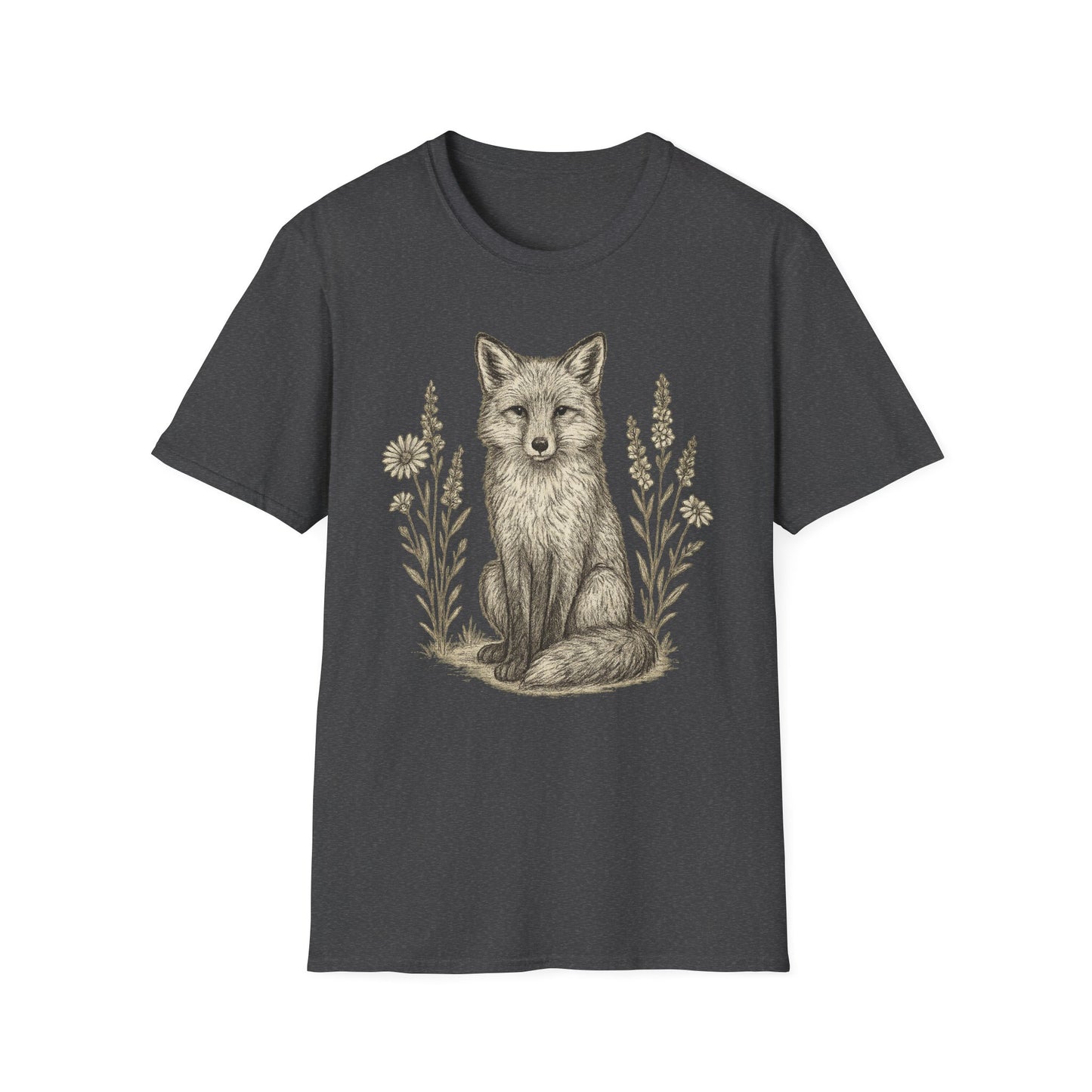 Fox And Wildflowers Sketch T-Shirt