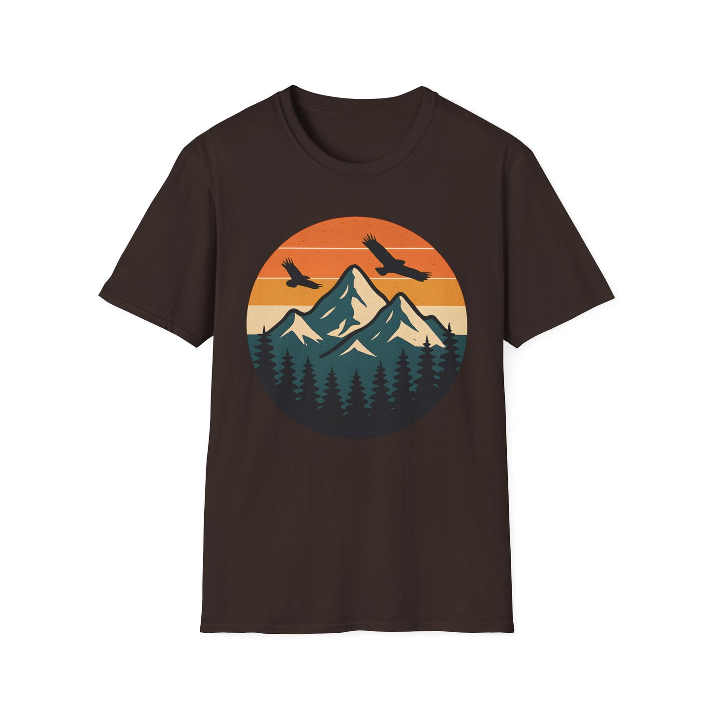 Vintage Mountain Sunset With Eagles T-Shirt