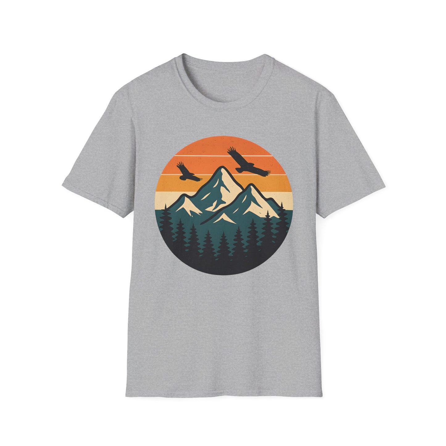 Vintage Mountain Sunset With Eagles T-Shirt