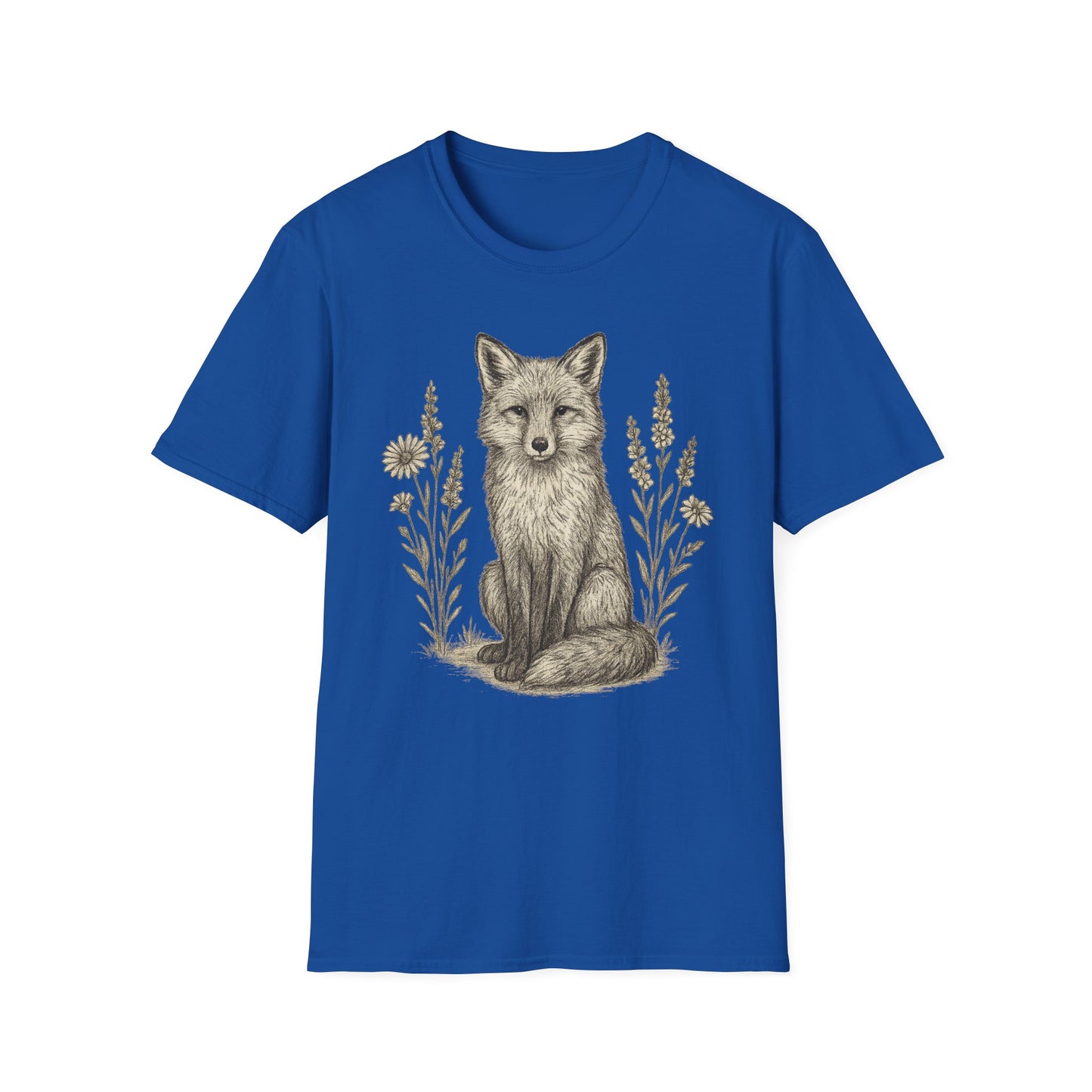 Fox And Wildflowers Sketch T-Shirt