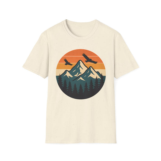 Vintage Mountain Sunset With Eagles T-Shirt