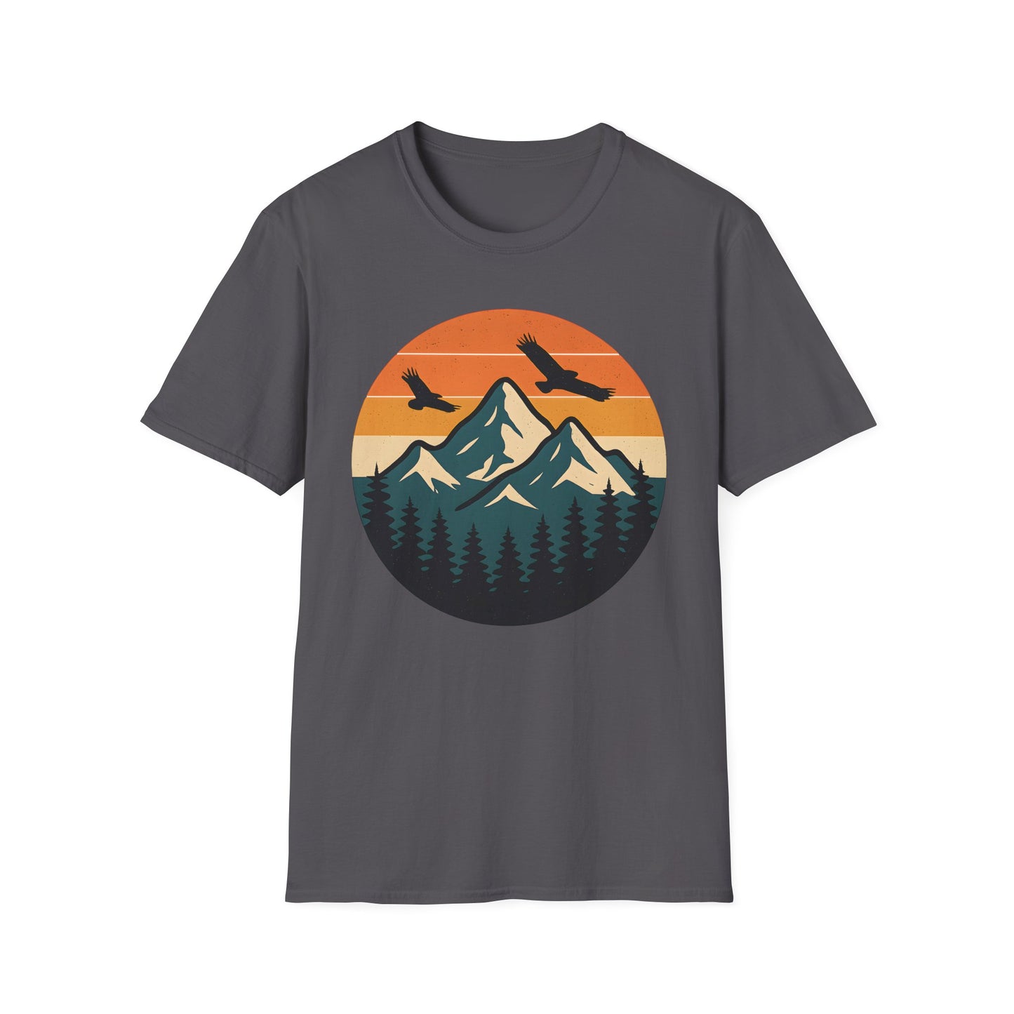 Vintage Mountain Sunset With Eagles T-Shirt