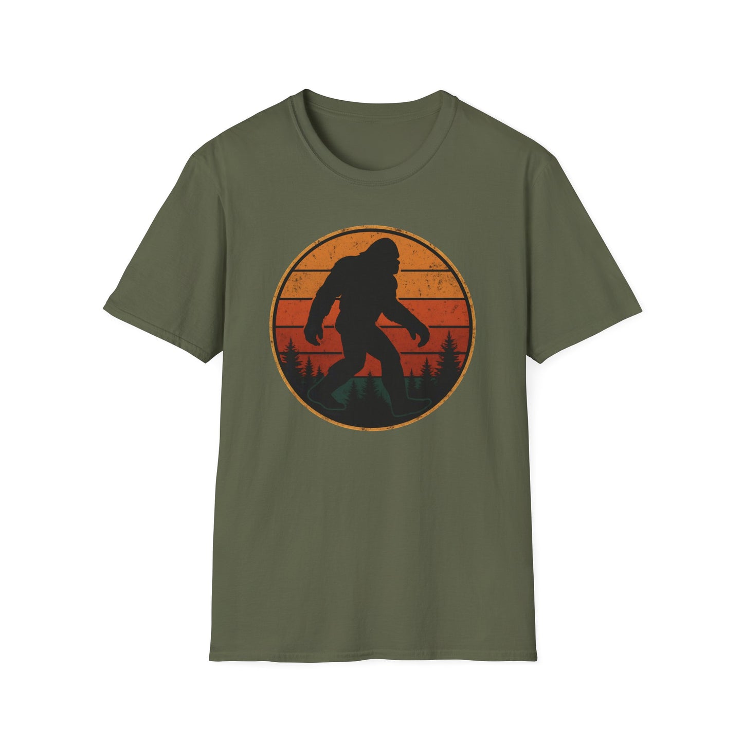 Retro Bigfoot In Forest T-Shirt