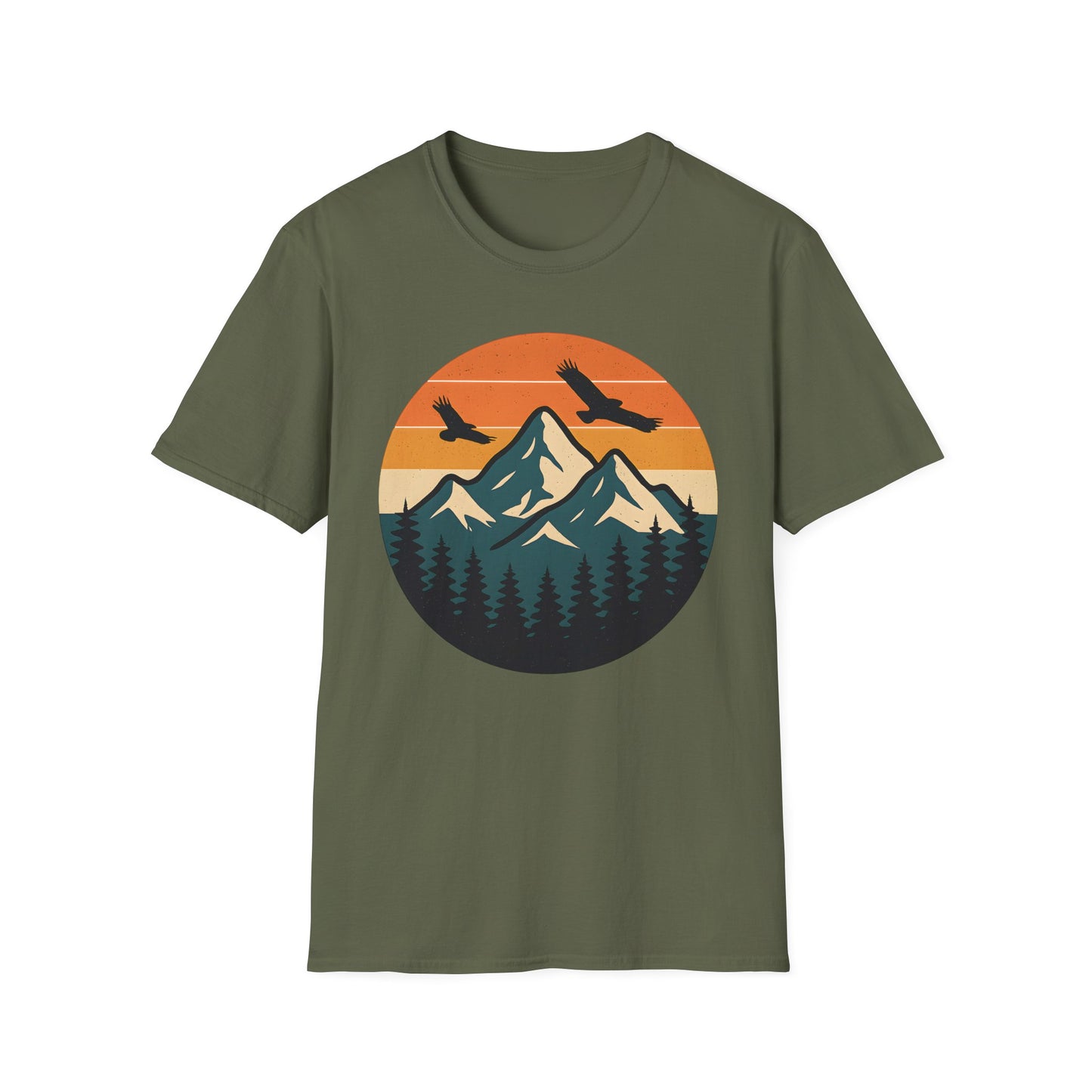 Vintage Mountain Sunset With Eagles T-Shirt
