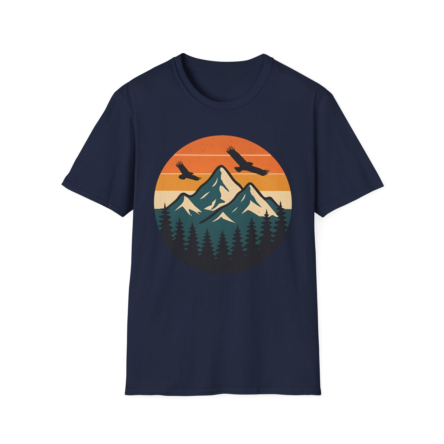 Vintage Mountain Sunset With Eagles T-Shirt