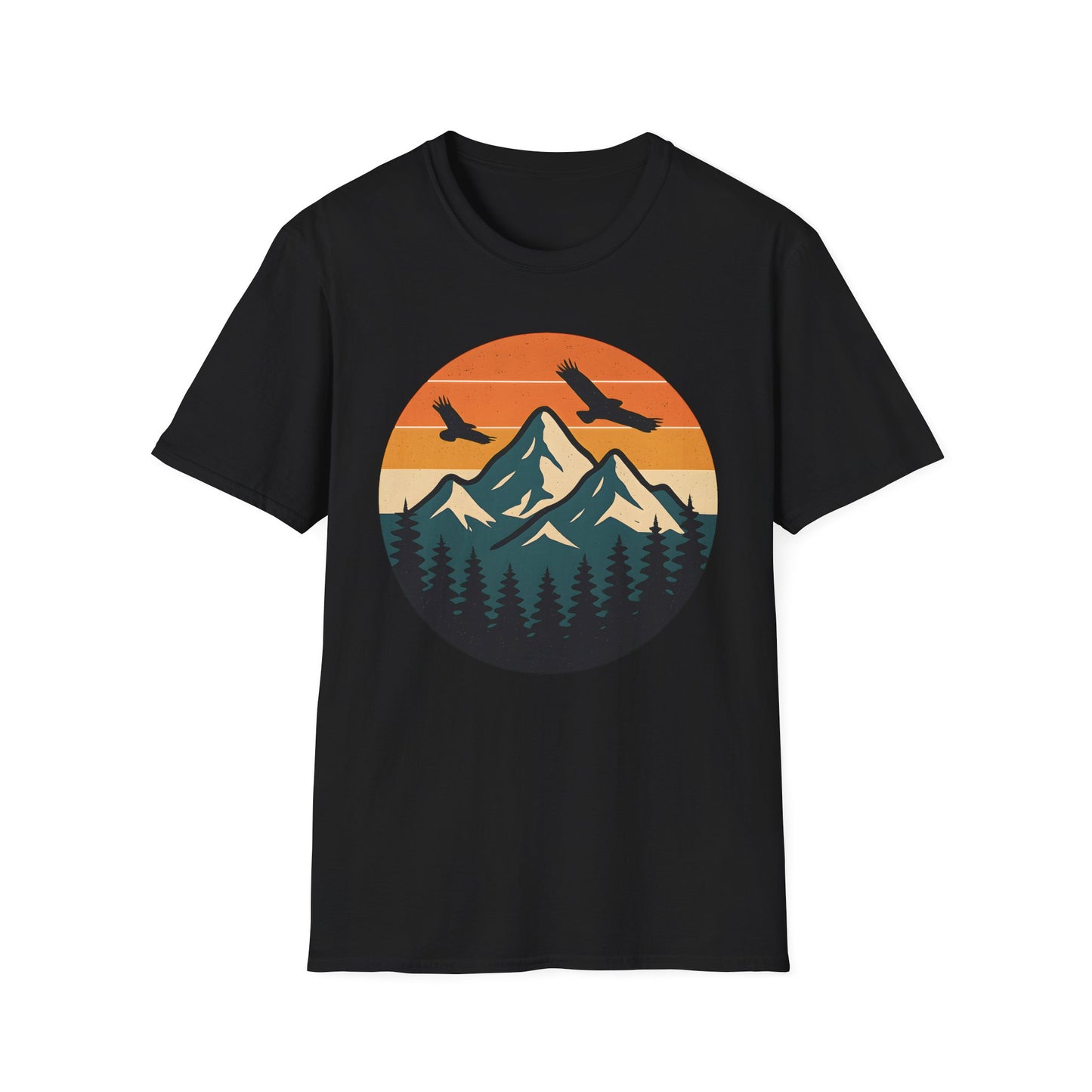 Vintage Mountain Sunset With Eagles T-Shirt