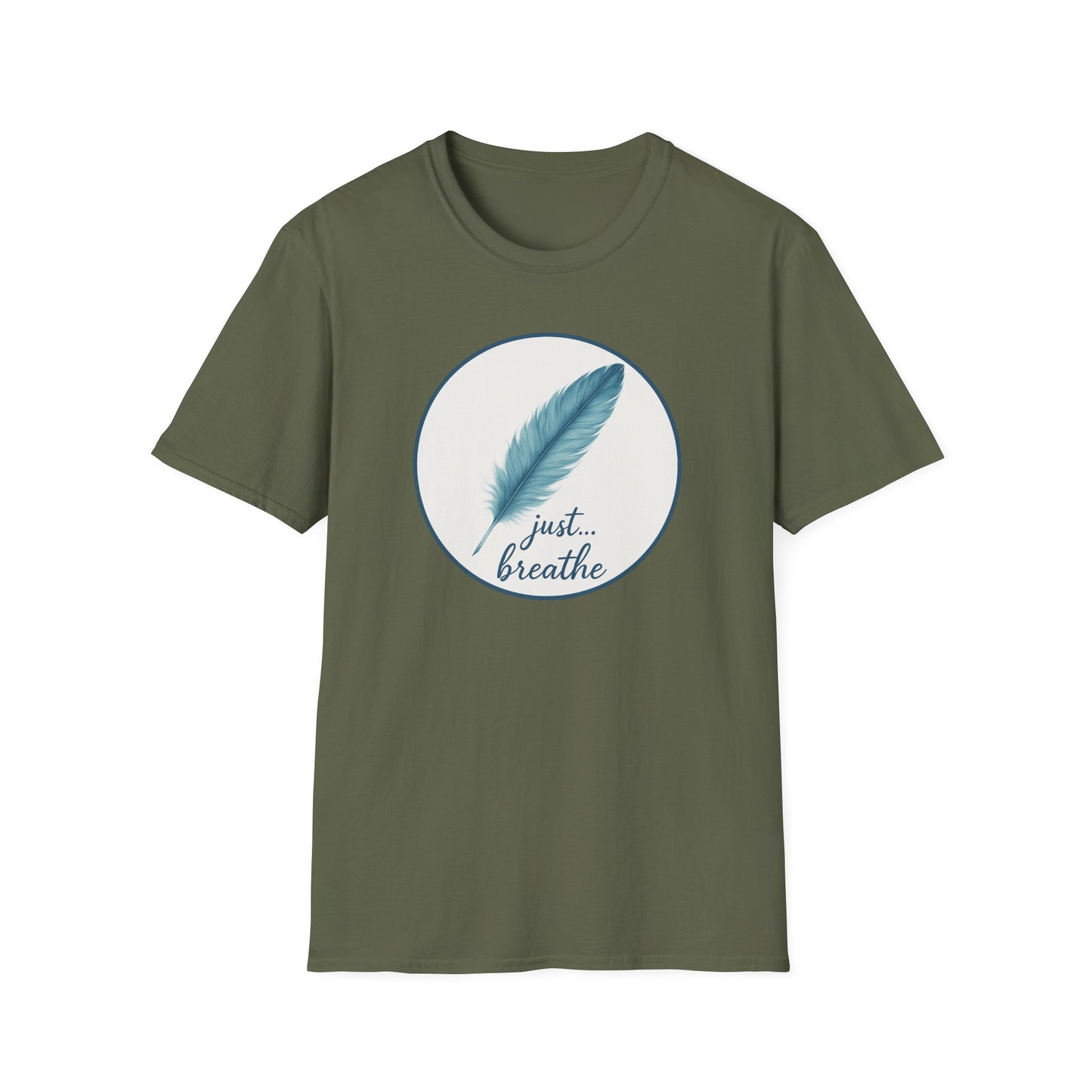 Teal Feather Just Breathe T-Shirt
