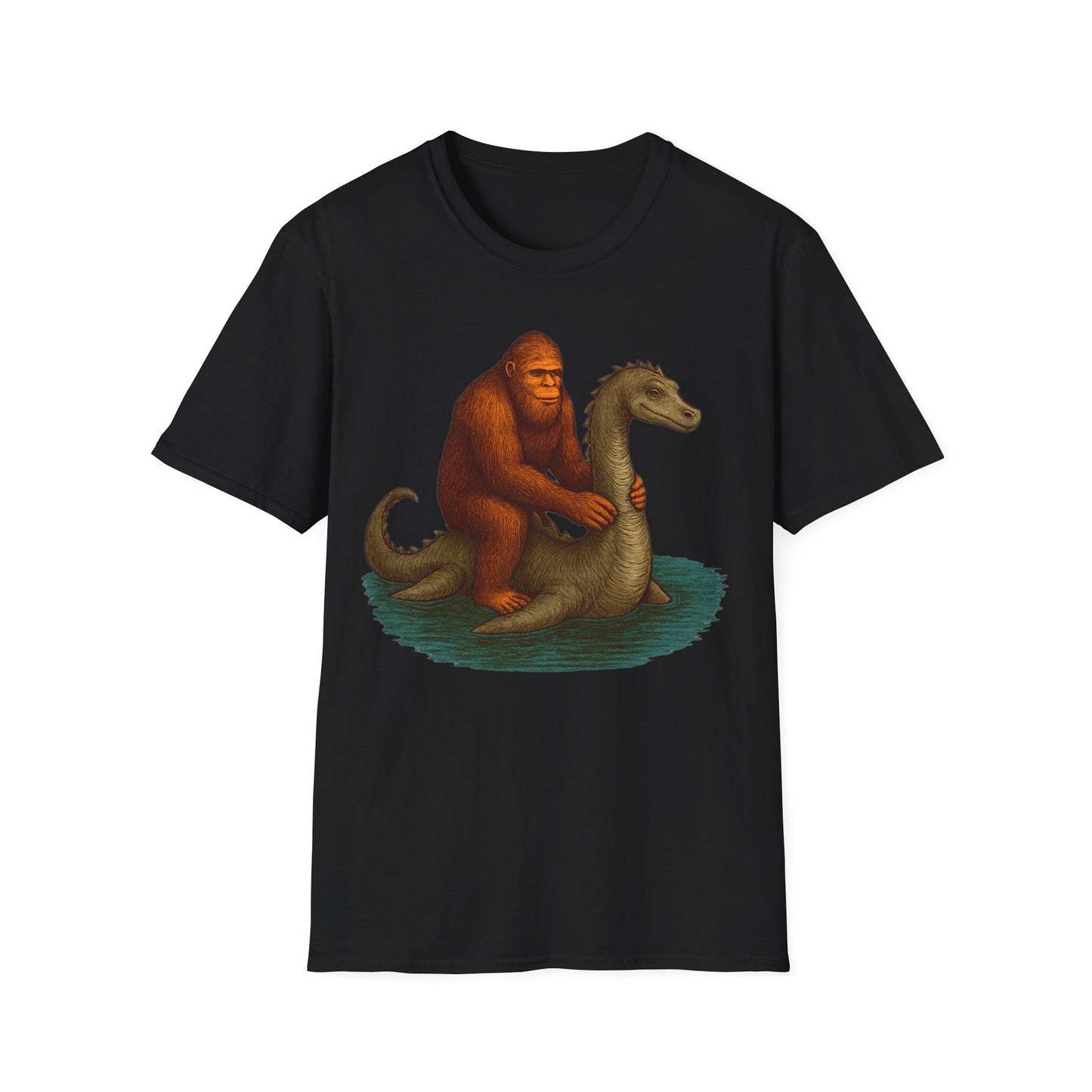 Bigfoot On Lochness Monster T-Shirt