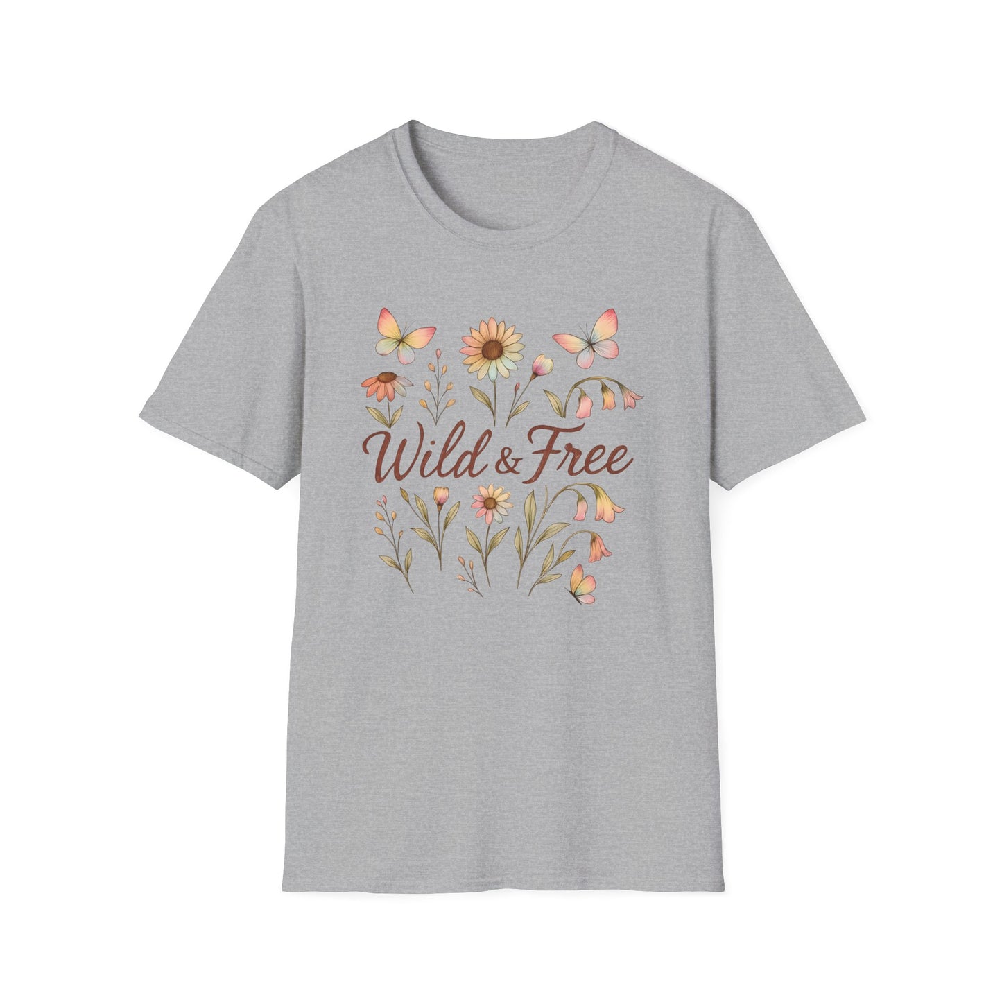 Butterflies And Wildflowers Wild And Free T-Shirt