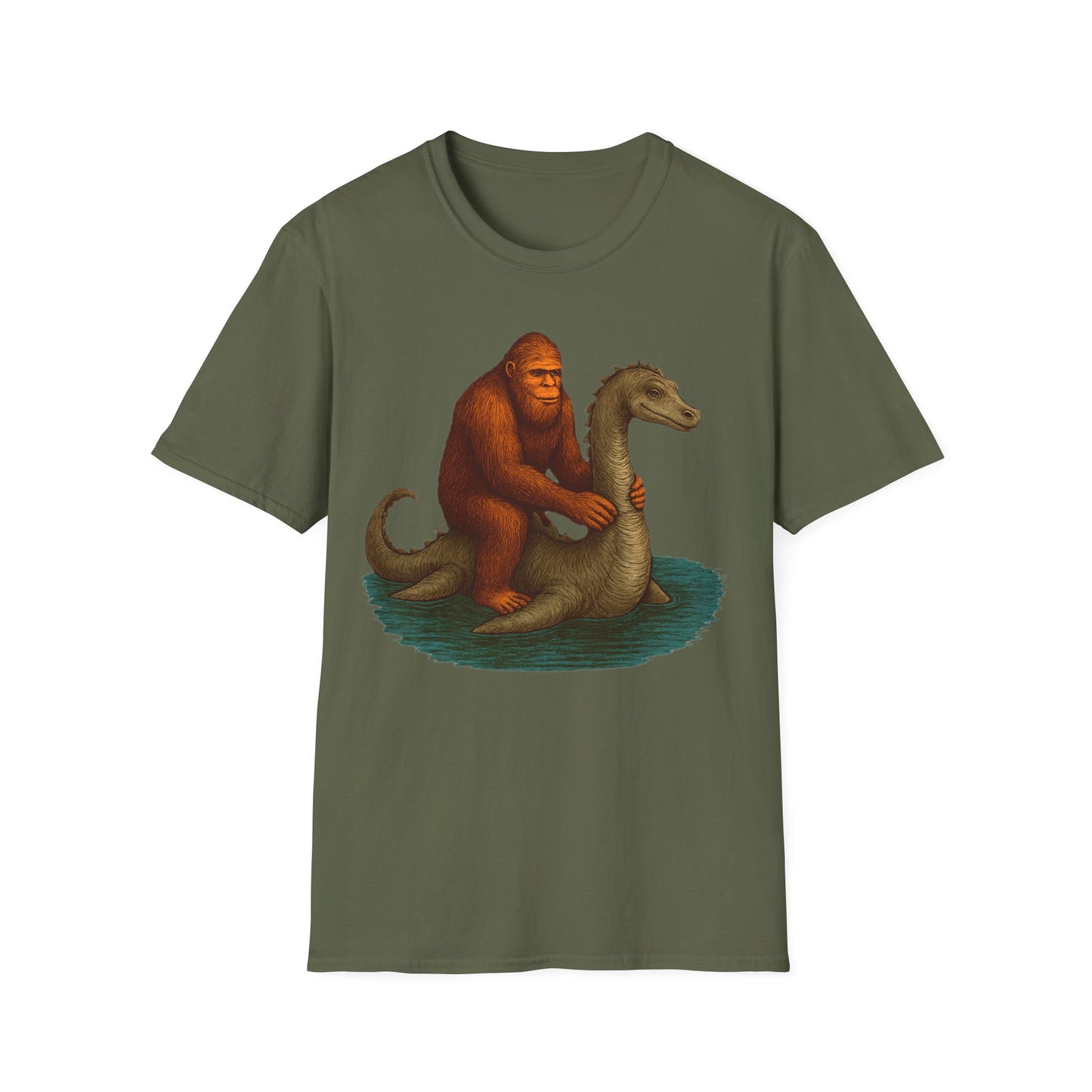 Bigfoot On Lochness Monster T-Shirt